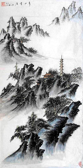 《奇山云深》68x138cm 2014年